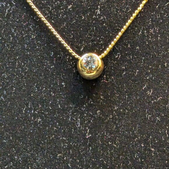 Elegant Yellow Gold Filled Round CZ Pendant Necklace Earrings Set - Picture 7 of 15